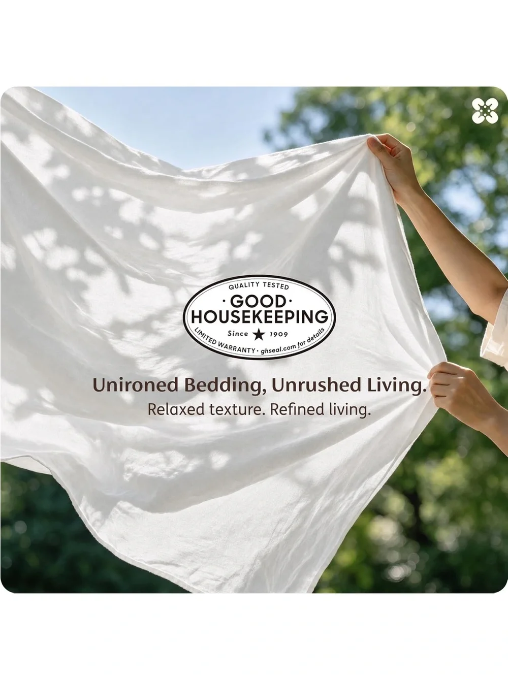 NEW Bedsure PureWoven 100% Washed Cotton Duvet Cover Set, Full Size, 3-PC WHITE